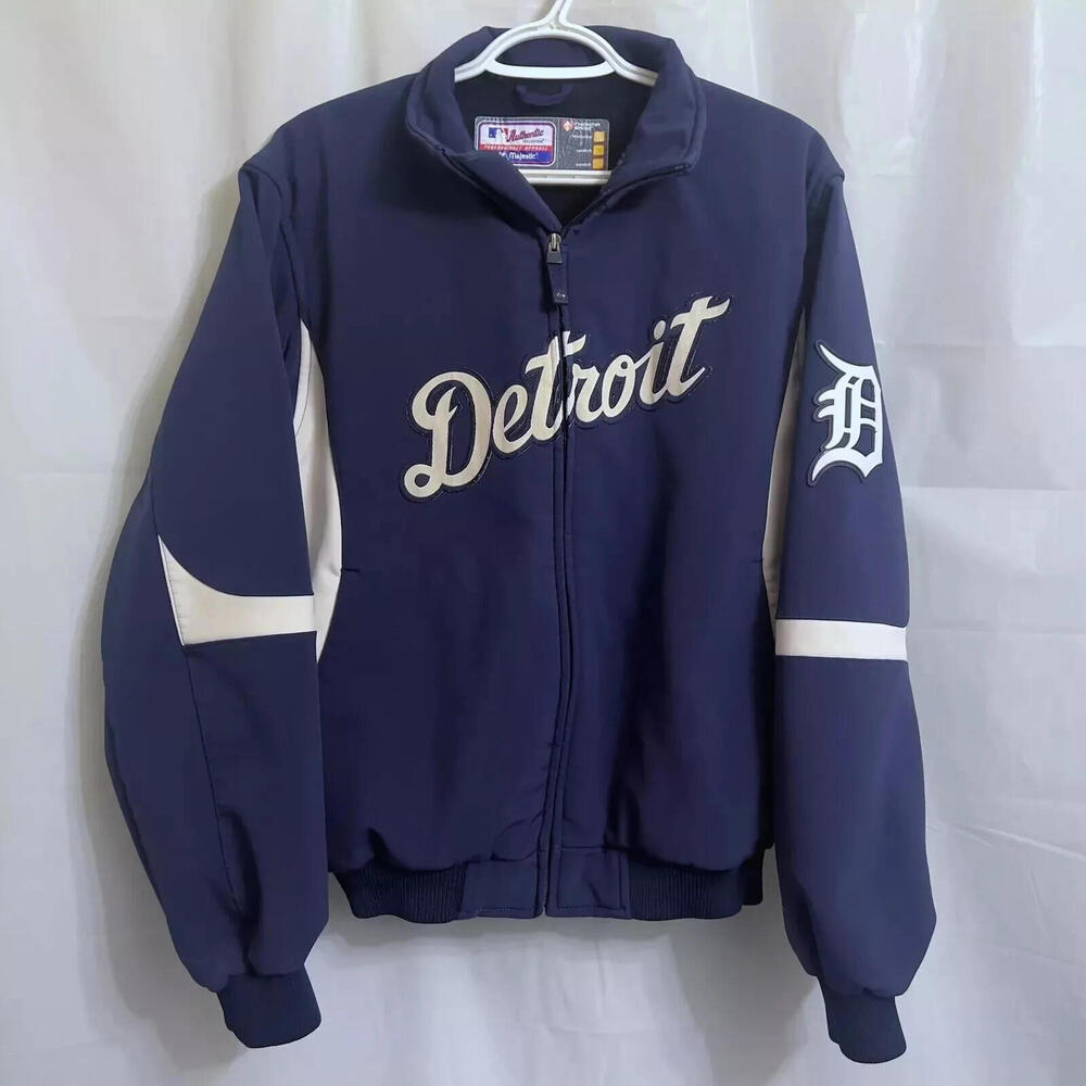 MLB Majestic Authentic Detroit Tigers Full Zip Jacket Women's XL Blue White